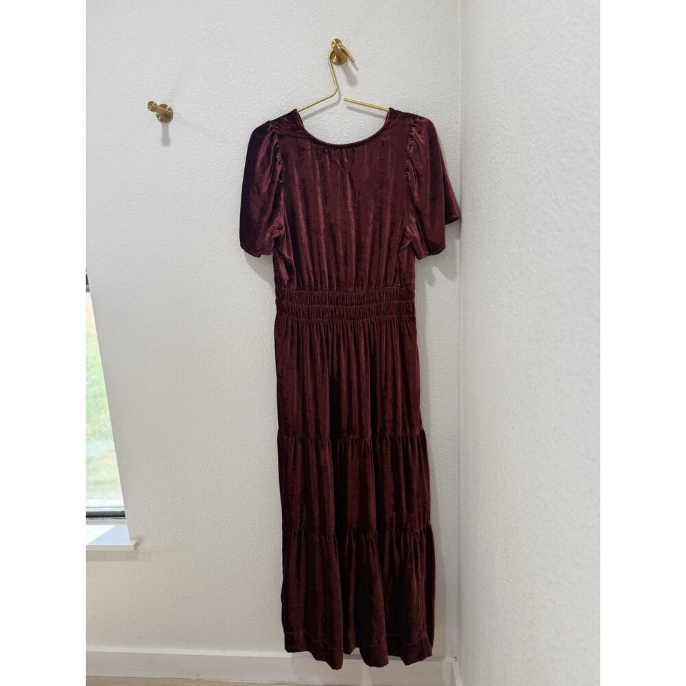 NWT Anthropologie Somerset Maxi Women Dress Velvet Edition Wine Size M - Picture 3 of 10
